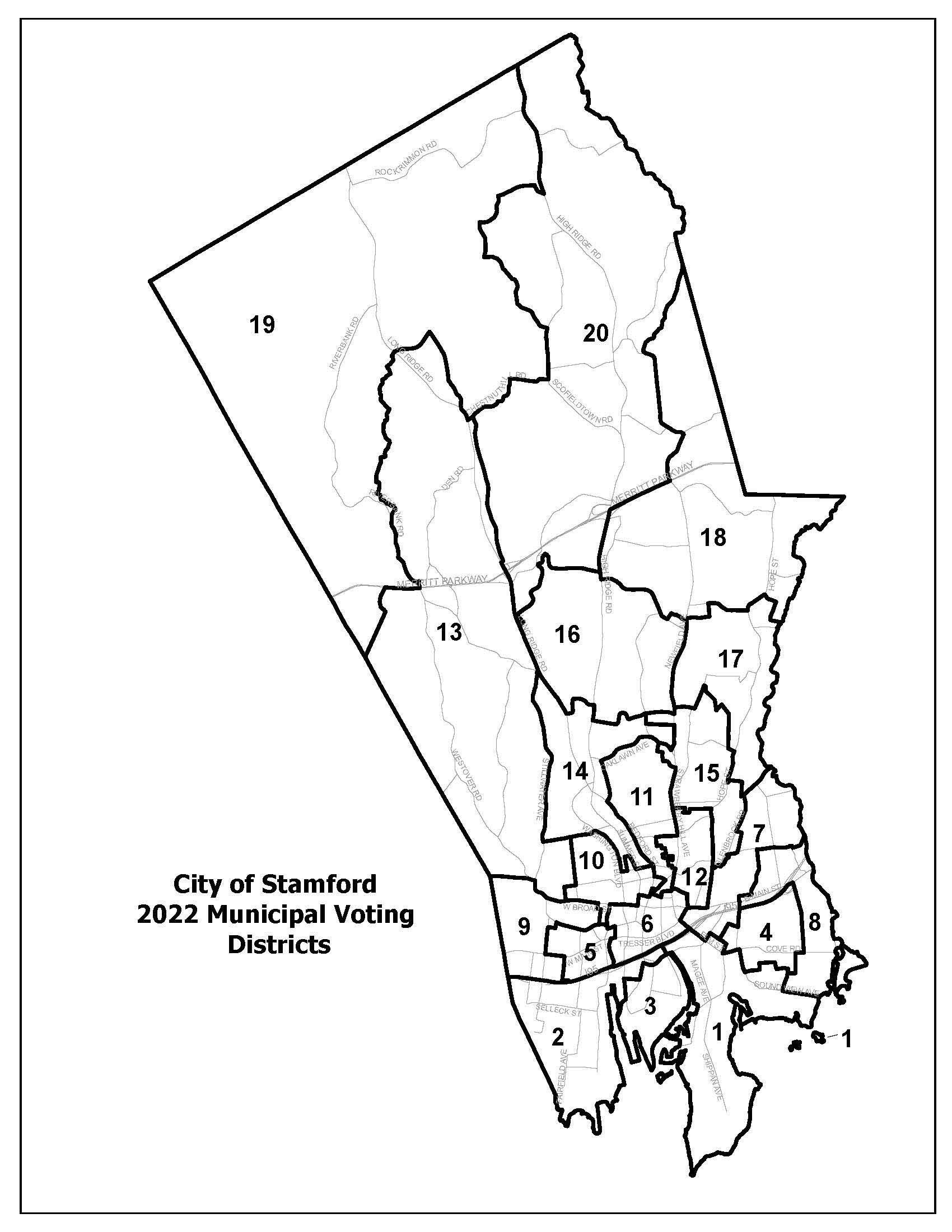 City of Stamford 2024 Municipal Voting Districts